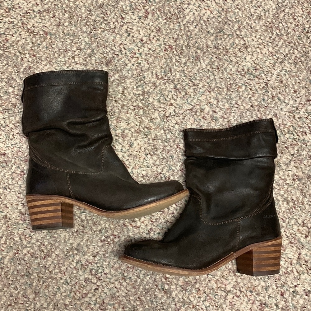 Aldo Women's Black Leather Ankle Boots